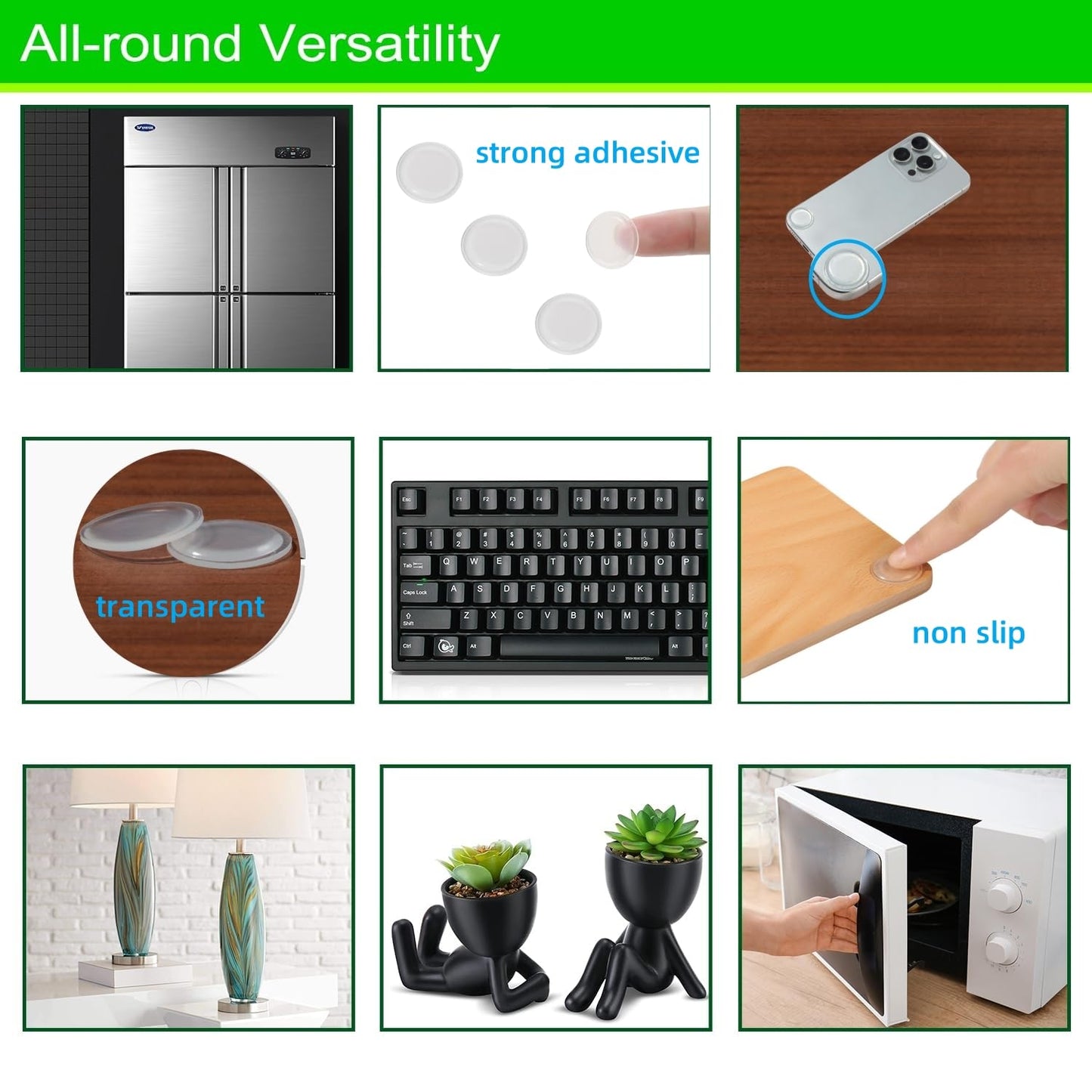 Glass Table Top Anti Slip Pads - Furnigear 3/4" Glass Table Top Bumpers Grippers Non Slip Sticker Self Adhesive Rubber Pad Feet for Cutting Board, Furniture, Laptop, Under Glass - Round Clear 36 Pcs