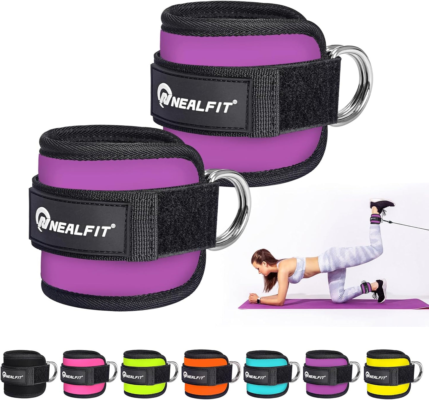 NEALFIT Ankle Strap for Cable Machine - Versatile Gym Cuff for Kickbacks & Glute Workouts