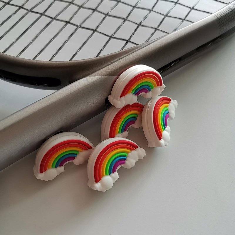 Tennis Dampener Cute/Funny 5 Pack Rainbow Tennis Racket Vibration Dampener Soft Silicone Tennis Racquet Shock Absorbing Tennis Damper Tennis Racket Shock Absorber