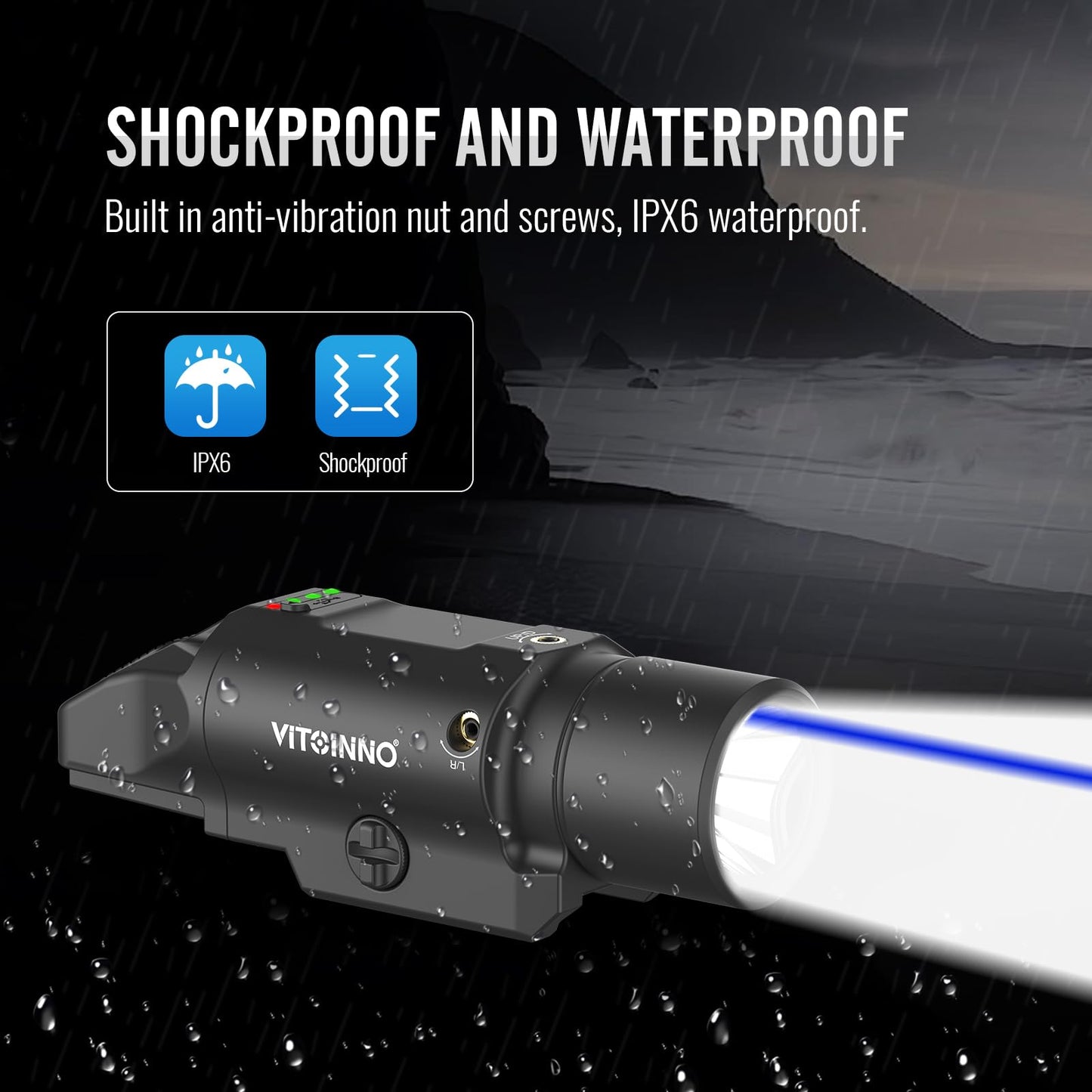 VITOINNO 1500 Lumens Blue Laser Light Combo Compatible with Picatinny Rail for Rifle (Not for Pistol)