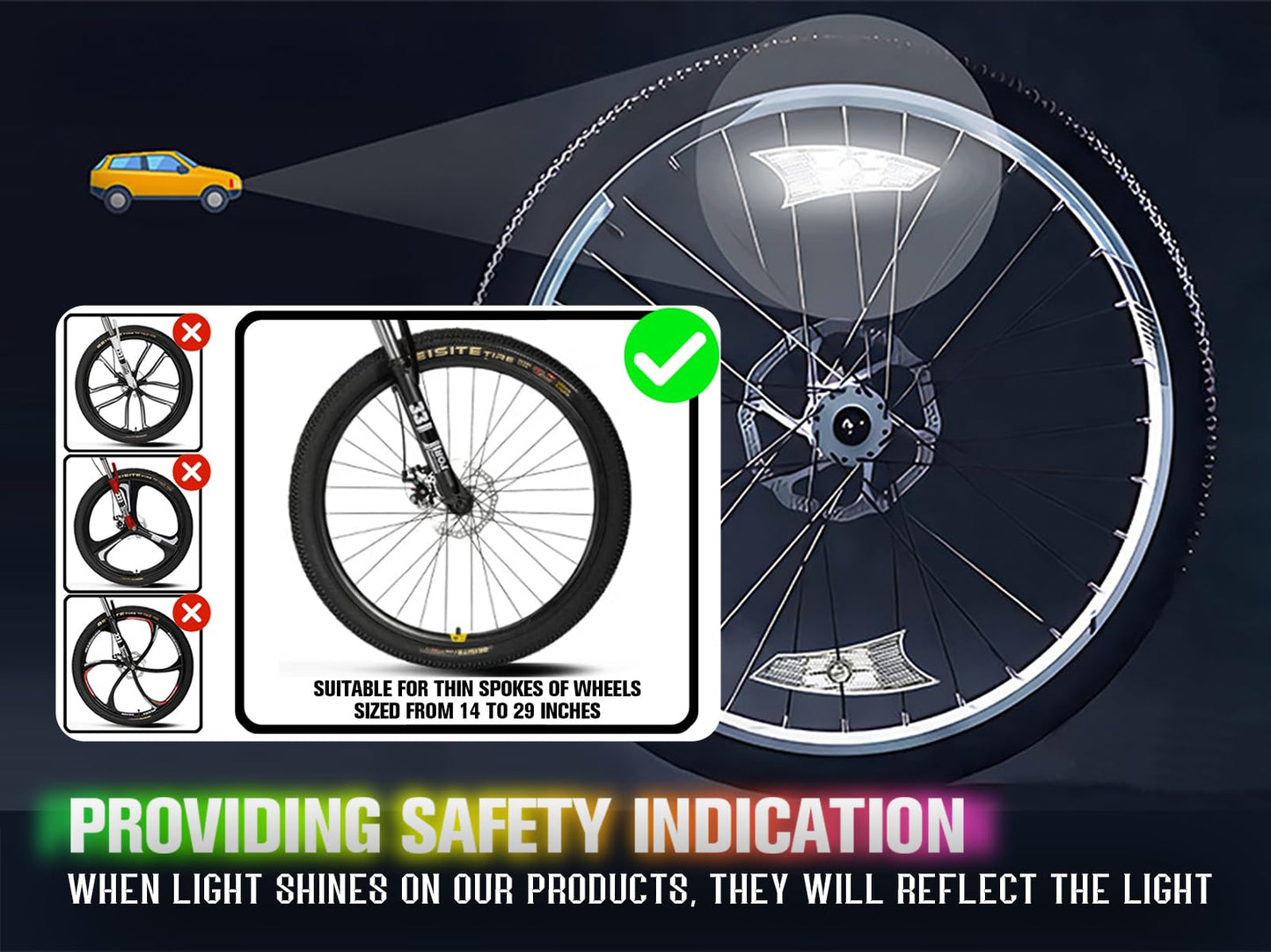 REOWONU 2-Tire Pack Bike Spoke Lights for Bike Wheels Lights Rechargeable(Batteries Included), Bicycle Wheel Light for Night Riding, 360 Visibility, Vibration Sensing, Ultra Bright (Bike Spoke Light)