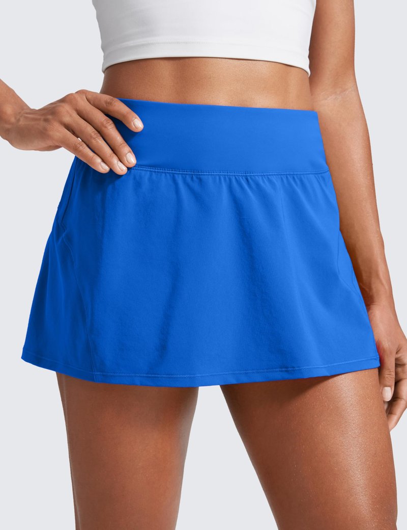 CRZ YOGA Women's Quick Dry Pleated Tennis Skirts Mid Waisted Cute Athletic Workout Running Sports Golf Skorts Volleyball Sparkle Blue Medium