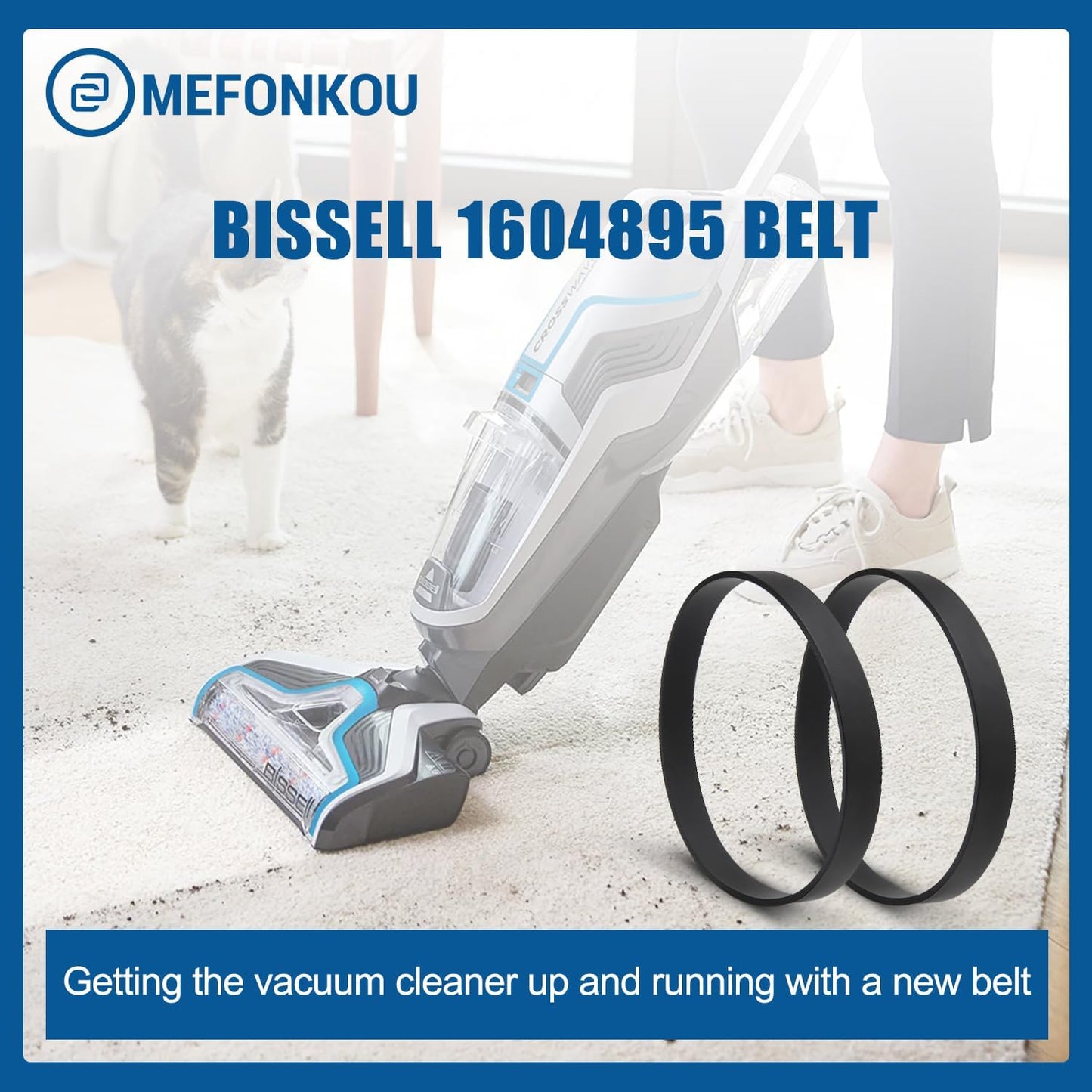 MEFONKOU 1604895 Vacuum Belts Compatible with Bissell PowerForce Upright Vacuum Cleaner Replacement Models 3508,2112, 21129, 2690, 1520, 23T7 (4/Pack)