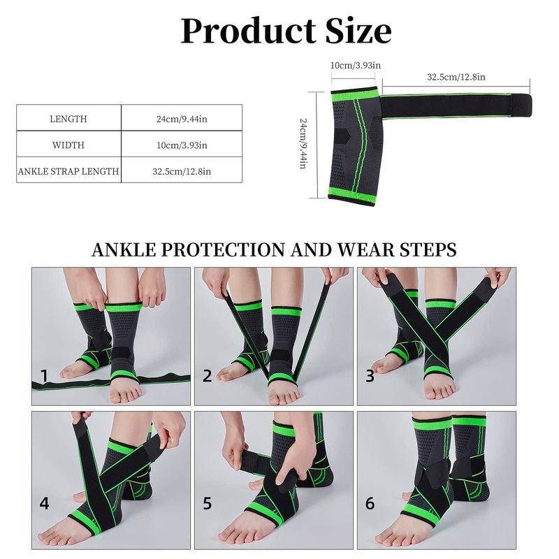 Ankle Support Braces (1Pair), Breathable Ankle Compression Sleeves with Adjustable Wrap,Elastic Ankle Brace Stabilizer for Plantar Fasciitis,Achilles Tendonitis,Sprained Ankle Pain Swelling Relief