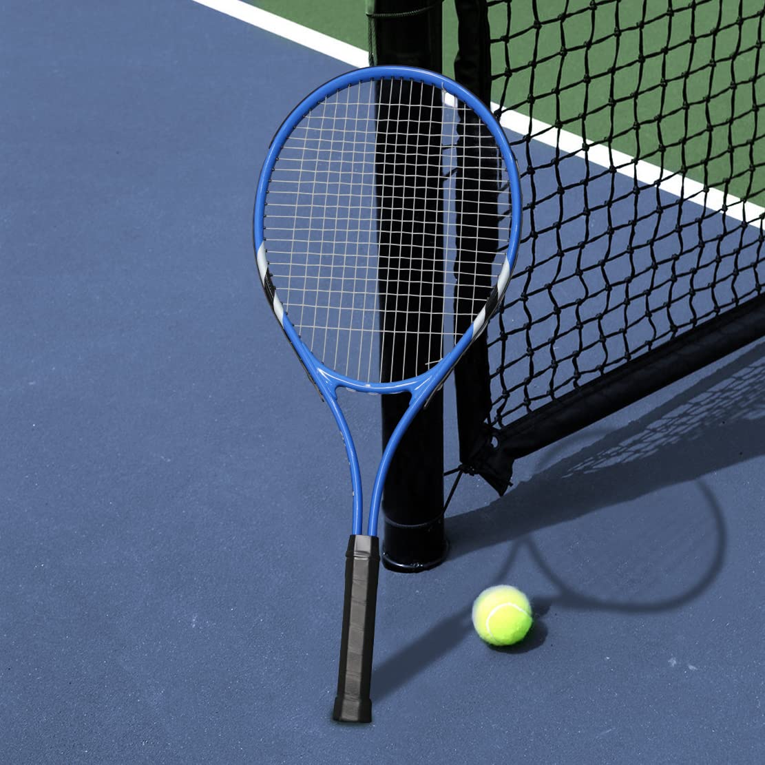 Tennis Rackets 2 Players Recreational for Beginners,Pre-Strung 27 Inch Light Adult Racquet Set for Women Men with Tennis Balls,Overgrips and Carry Bag (Blue)