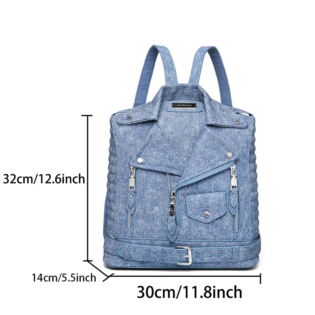 Sfly Denim PU Leather Locomotive Style Backpack - Stylish Large Capacity Casual Travel Daypack