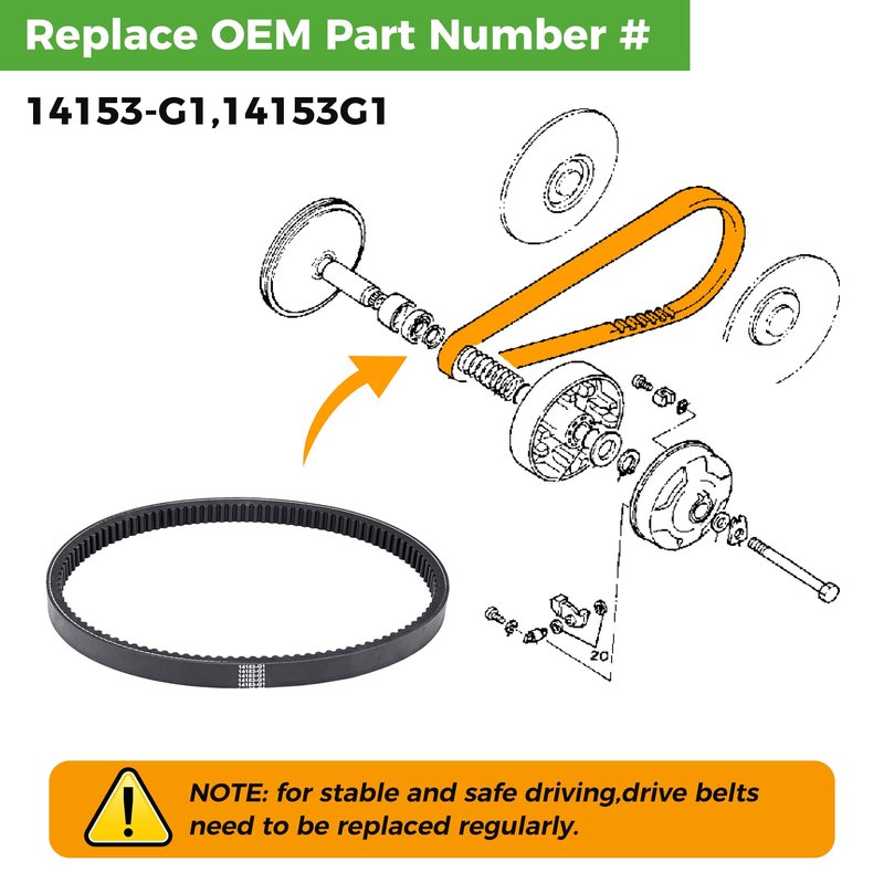 10L0L Golf Cart 14153G1 Drive Belt for EZGO 1976-1987 Marathon 2 Cycle Gas Models with 2PG Engine,OEM# 14153-G1