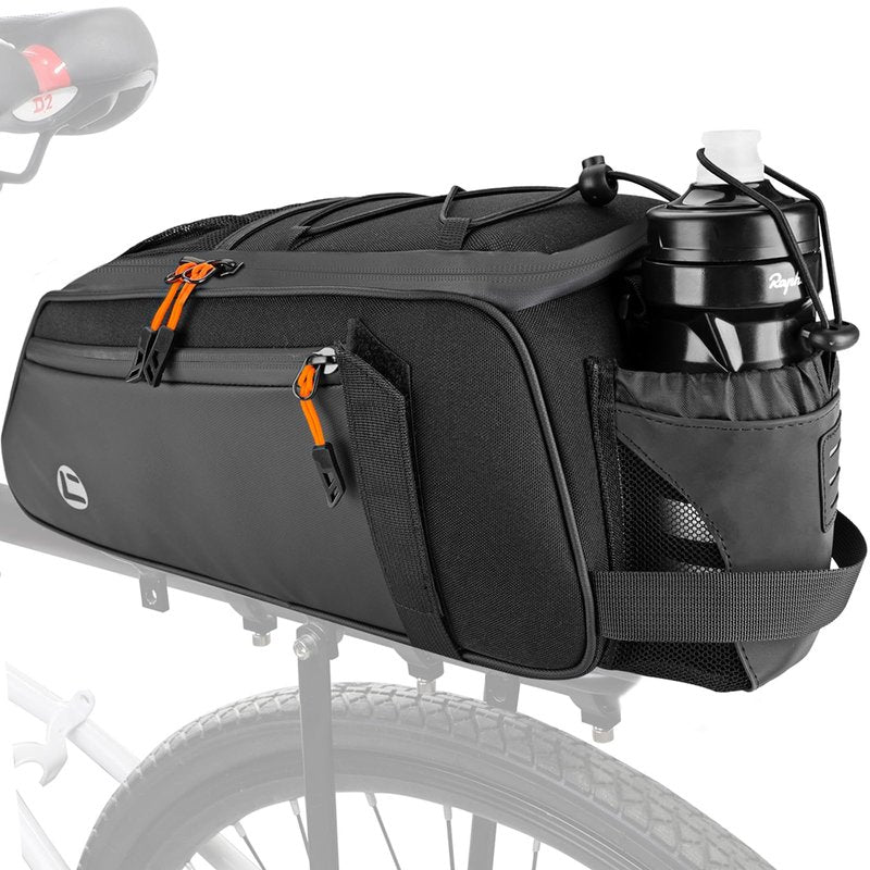 WOTOW Rear Bike Rack Bag - 8L Waterproof Bicycle Trunk Bag with Water Bottle Holder, Reflective Panniers Bike Bags for Bicycles Saddle Back Seat Storage Cargo Luggage Pouch Shoulder Bag Women Men