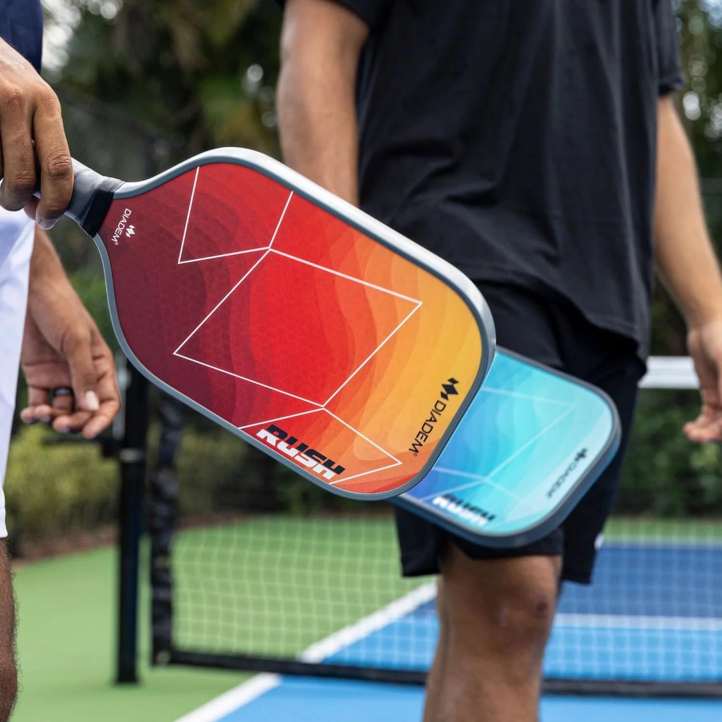 Diadem Rush Pickleball Paddle | USAPA Approved | Lightweight Fiberglass 16mm Paddle with Fiberglass Surface for Spin & Control | Ocean Blue