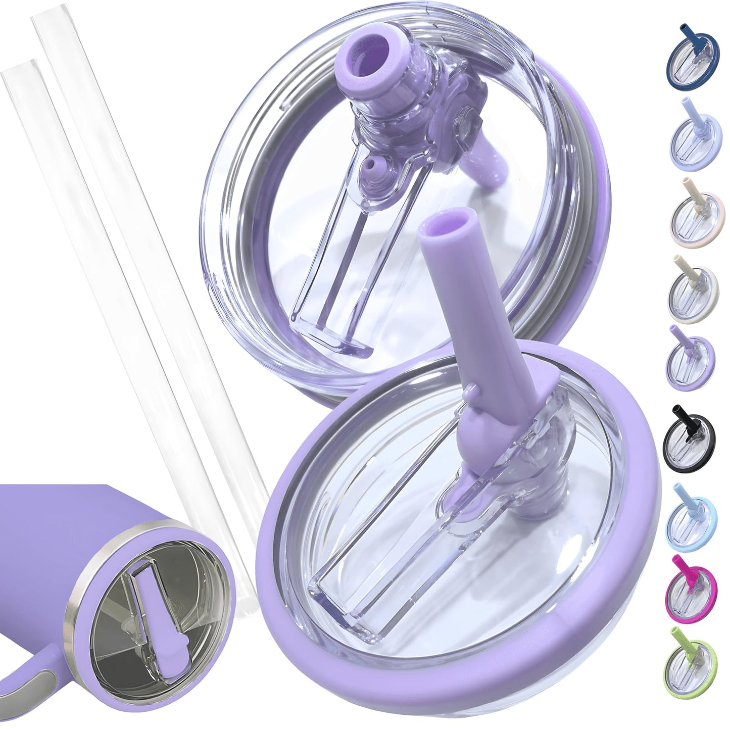 EXOasis Leak Proof Flip Straw Lid for Stanley 40 oz Quencher H2.0, No Spill Replacement Lid with Extended Straw for Travel, Gym, Car & Everyday Use, BPA-Free Clear Tumbler Accessory (Purple)