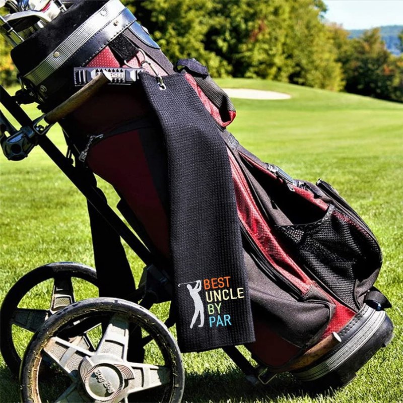 DYJYBMY Best Uncle by Par Embroidered Golf Towel with Clip, Funny Golf Accessories for Men, Father's Day Appreciation Gifts for Uncle Dad Husband Grandpa, Birthday Retirement Gifts for Golfer Family