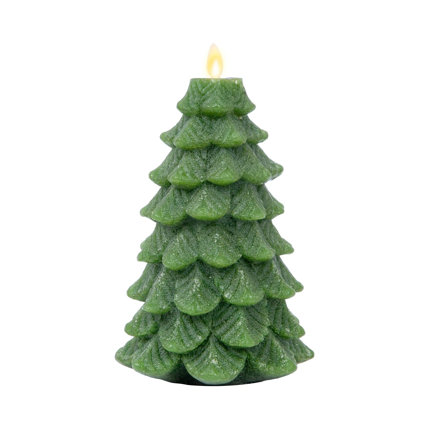 Luminara Christmas Tree Flameless Candle Glitter and Snow Finish Moving Flame Effect LED Candle, Timer, Remote Ready, Holiday Decoration (5.35" x 8.5", Chalky)