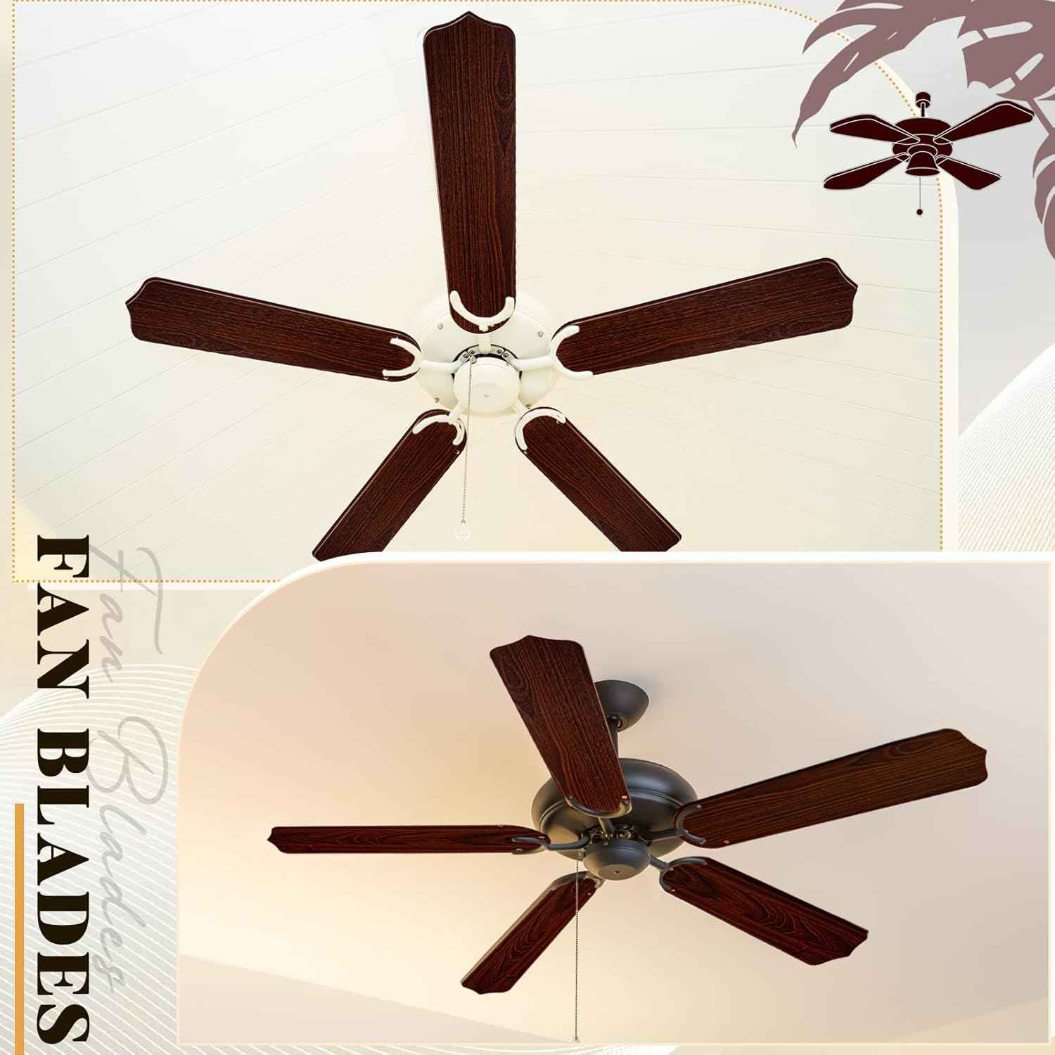 42-Inch Waterproof Replacement Fan Blades - 5 Pcs for Indoor/Outdoor Ceiling Fans