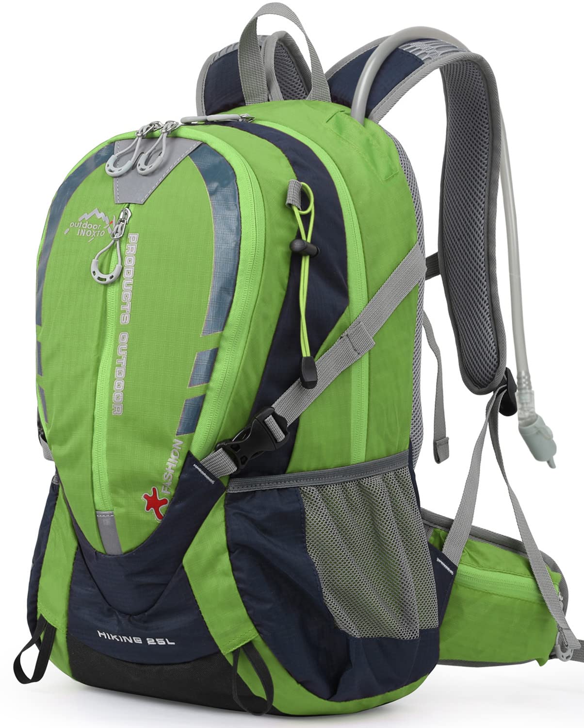 INOXTO Small Hiking Backpack with 2L Water Bladder and Rain Cover, 25L Hydration Backpack Hiking Daypack (Green)