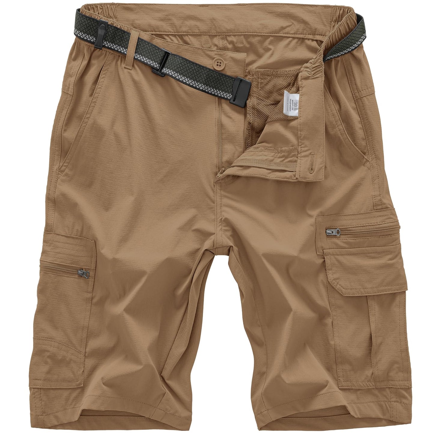 Jessie Kidden Mens Outdoor Casual Expandable Waist Lightweight Water Resistant Quick Dry Fishing Hiking Shorts (6222 Dusty Brown 38)
