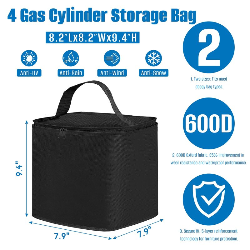 Mini Fuel Cylinder Storage Bag for 4-Pack Refillable Propane cylinder 1 LB Tank Cover, Small Propane Tanks Bag, 600D Oxford Fabric,Fuel Keg Refillable Propane Tank Bag for Outdoor Camping, cooking