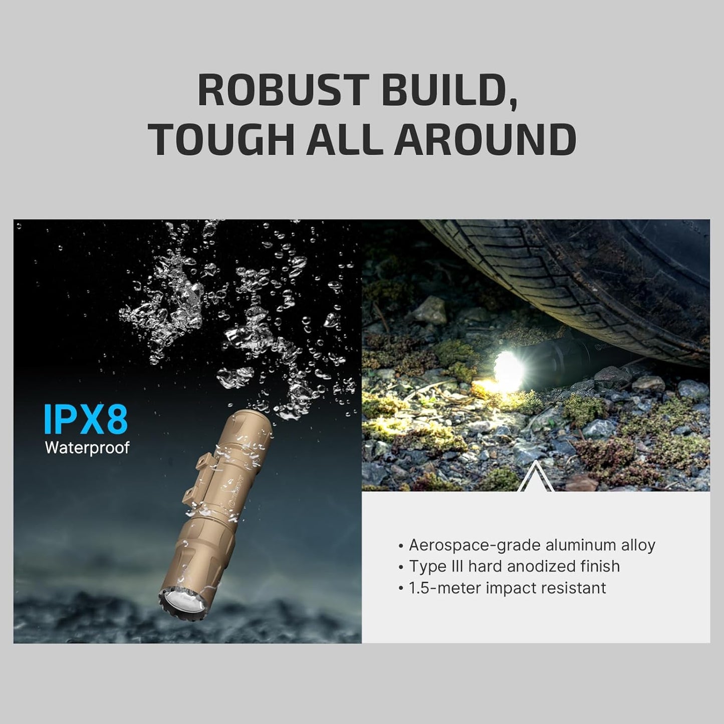 OLIGHT Odin S Tactical Flashlight - 1500 Lumens, Rechargeable, IPX8 Waterproof | MLOK Rail Mounted, 250m Throw (Black)