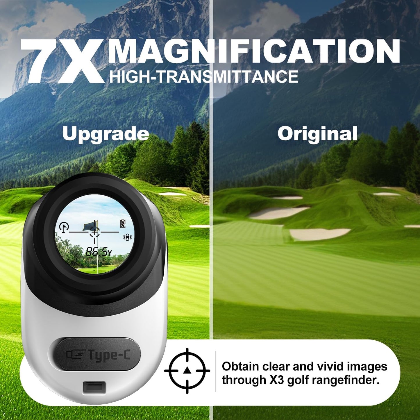 Skiennix Golf Rangefinder - 7X Magnification, Slope Measurement & Flag Locking | Rechargeable Gift for Men
