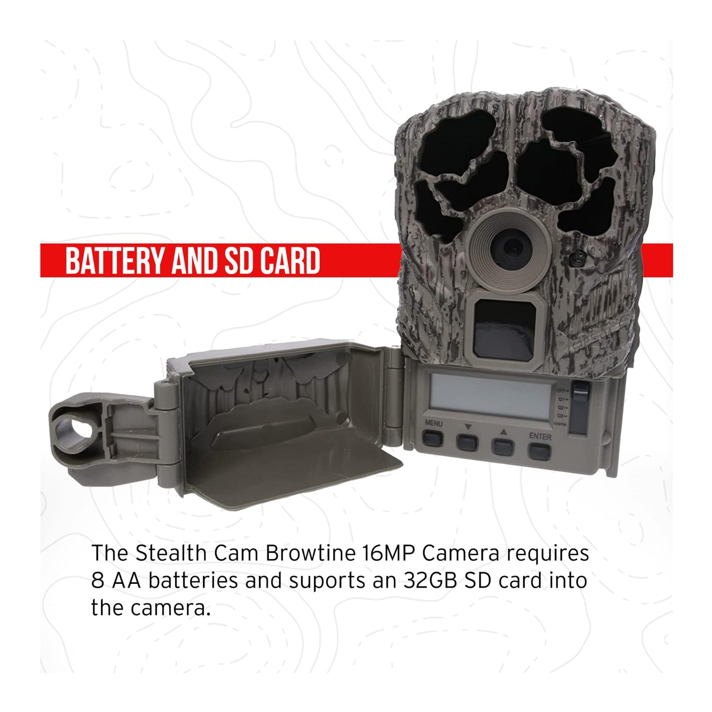 Stealth Cam Browtine 16MP Durable Trail Camera Bundle with 32GB Ultra SDHC UHS-I Memory Card, and High-Speed Card Reader (5 Items)