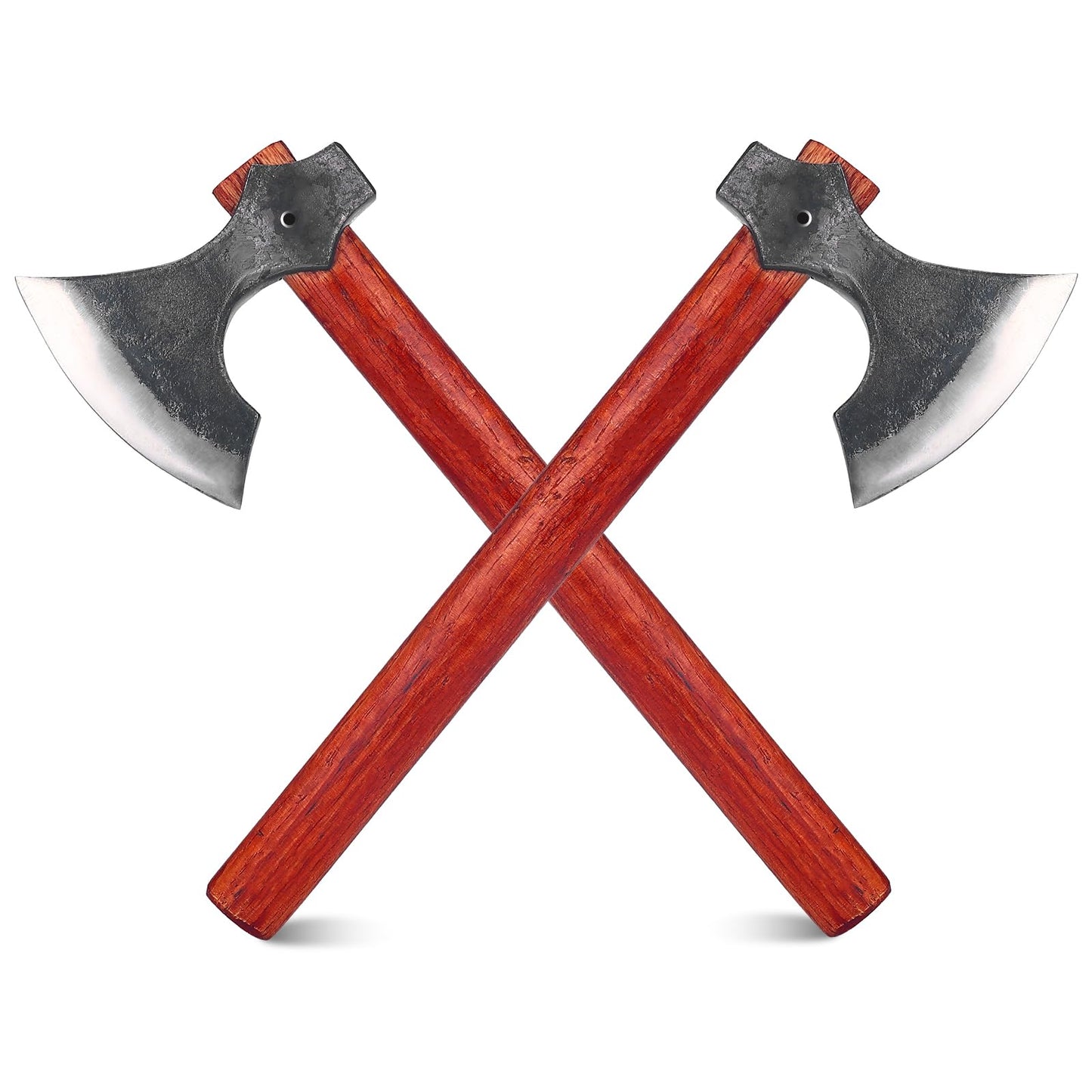 16.2" Viking Style Throwing Axe Set of 2, 1065 High Carbon Steel Bearded-Edge Tomahawk with Beech Wood Handle, Red Anti-Slip Design, for Adults Competition & Outdoor Recreation