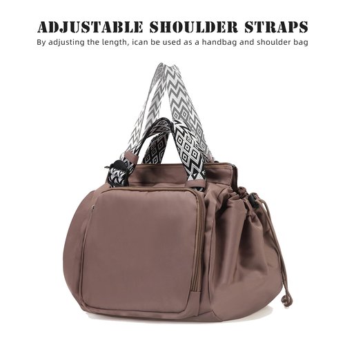 Carfond Large Capacity Portable Backpack Tote Bag For Car Travel, Lightweight Foldable Nylon Travel & Shopping Bag with 15 Pockets, Khaki