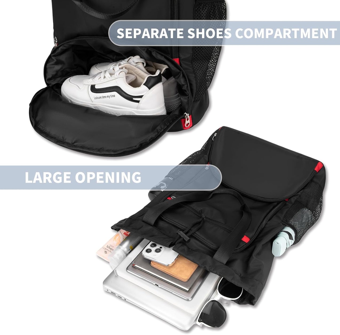 Seyfocnia Drawstring Backpack - Versatile Gym Bag with Shoe Compartment | Black Color for Men & Women