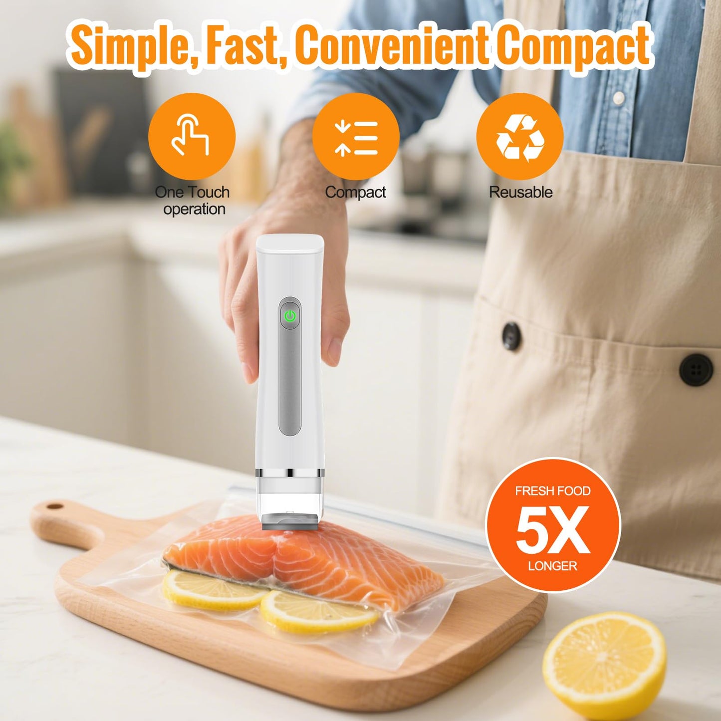 Vacuum Sealer for Food with Visible Water Tank, Cordless Food Sealer