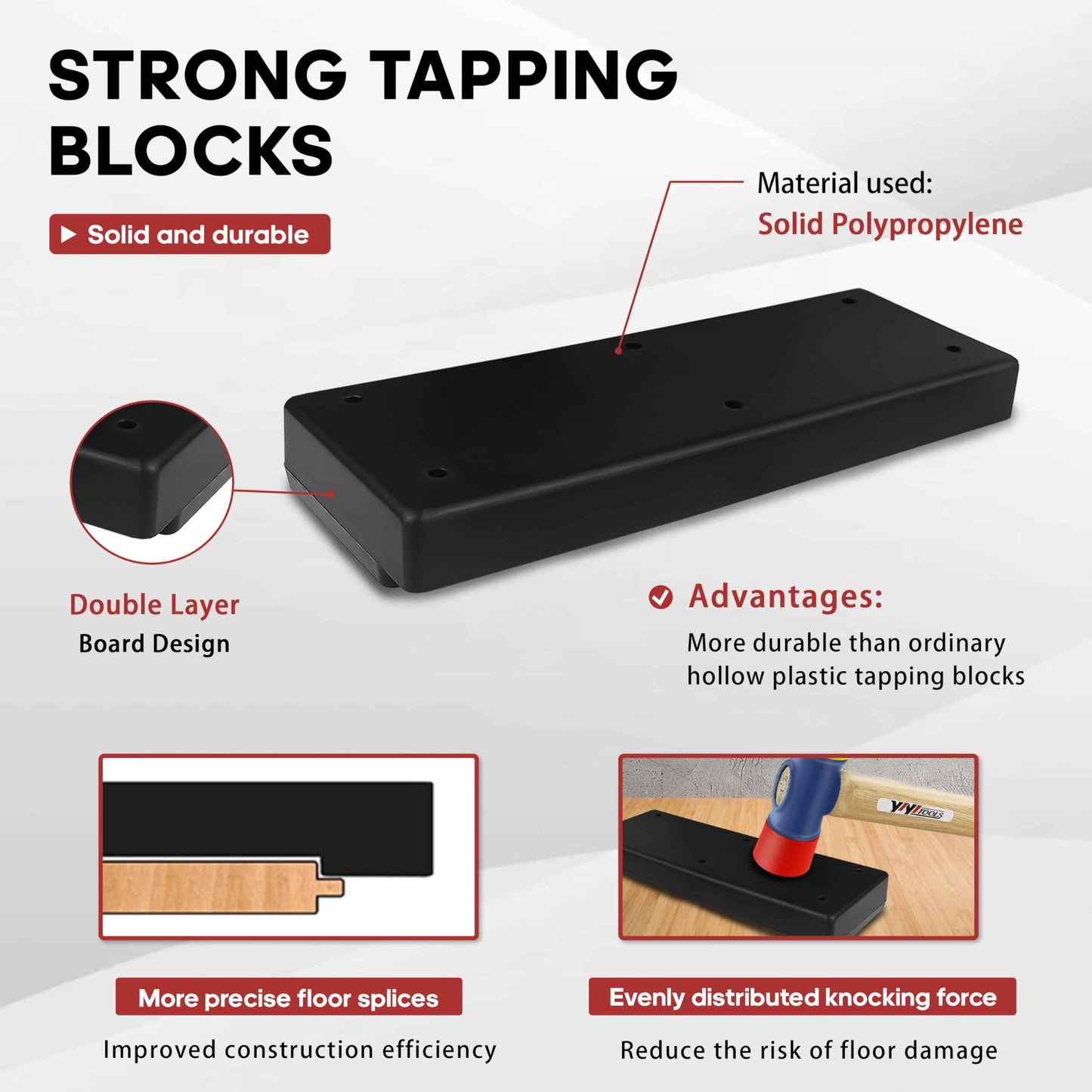 YIYITOOLS 43Pcs Laminate Wood Flooring Installation Kit,LVP Installation Kit,Vinyl Flooring Tools with 40Pcs Spacers,Double-Faced Rubber Mallet,Tapping Block,HeavyDuty Pull Bar,Laminate Flooring Tools