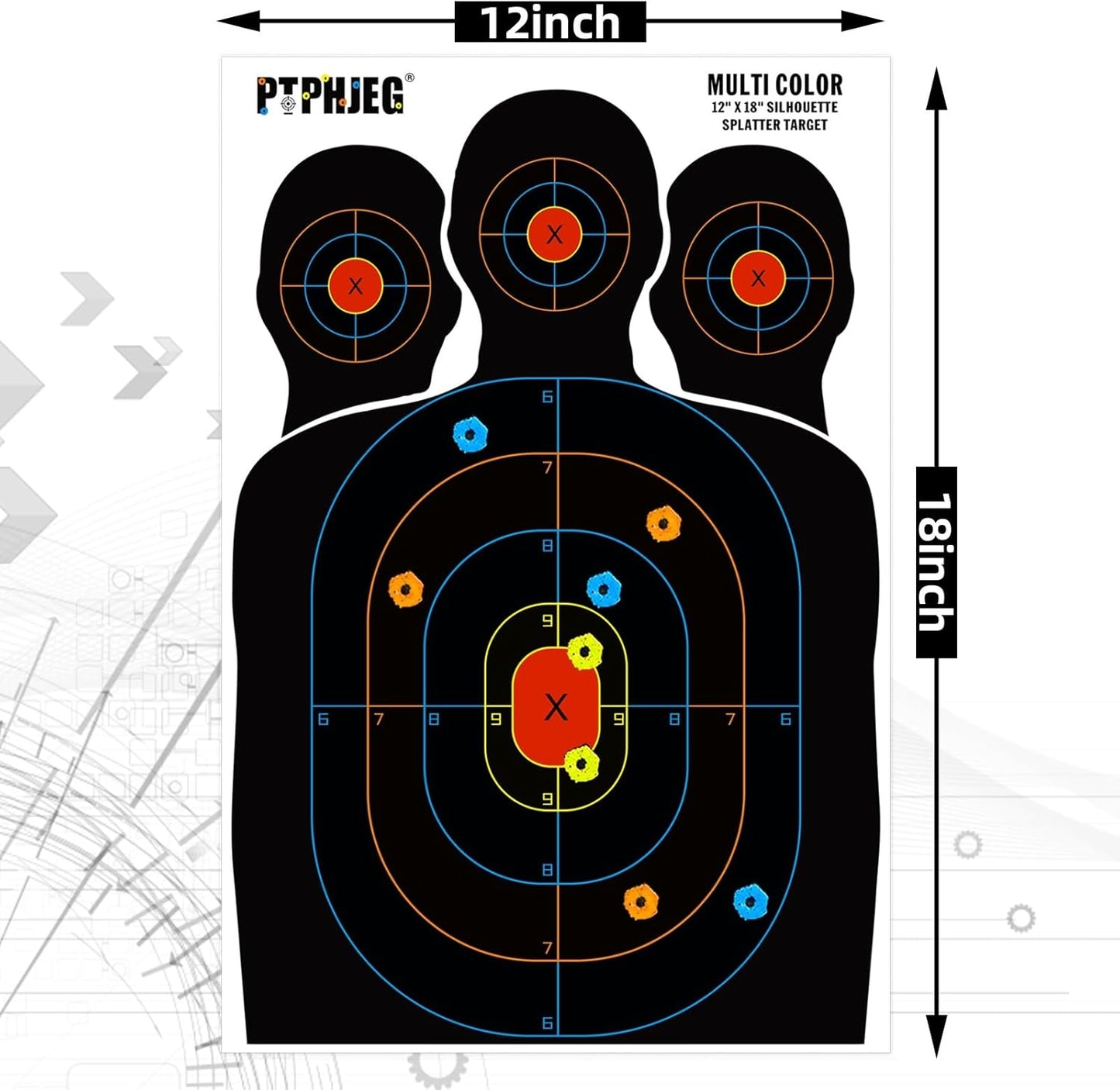 Paper Targets by [Brand Name] - Silhouette Design with Red Bullseye | 12x18 Inches, Ideal for Hunting