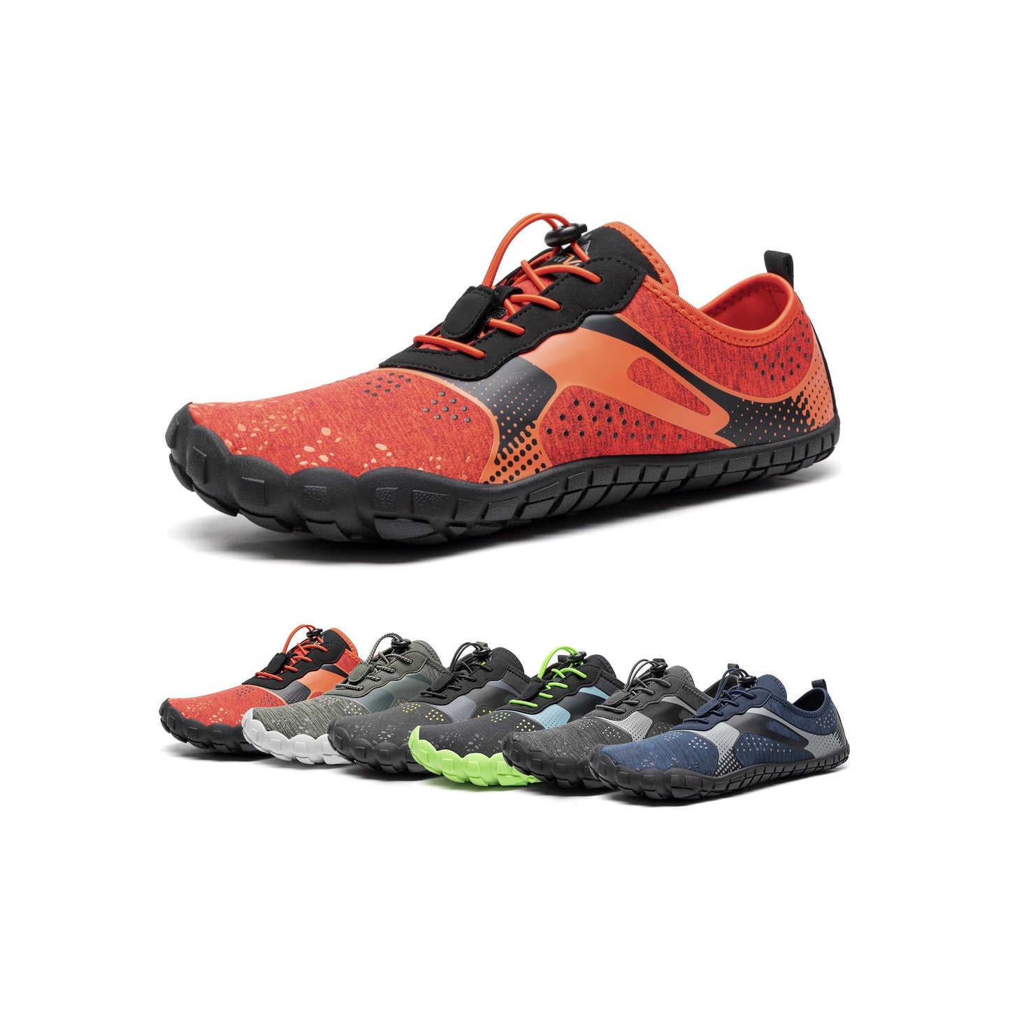 NORTIV 8 Mens Quick Dry Barefoot Aqua Shoes - Outdoor Water Shoes for Swim, Beach Sports, Fishing, Hiking, Diving, Surf, Orange/Black - 11 (TREKMAN-1)