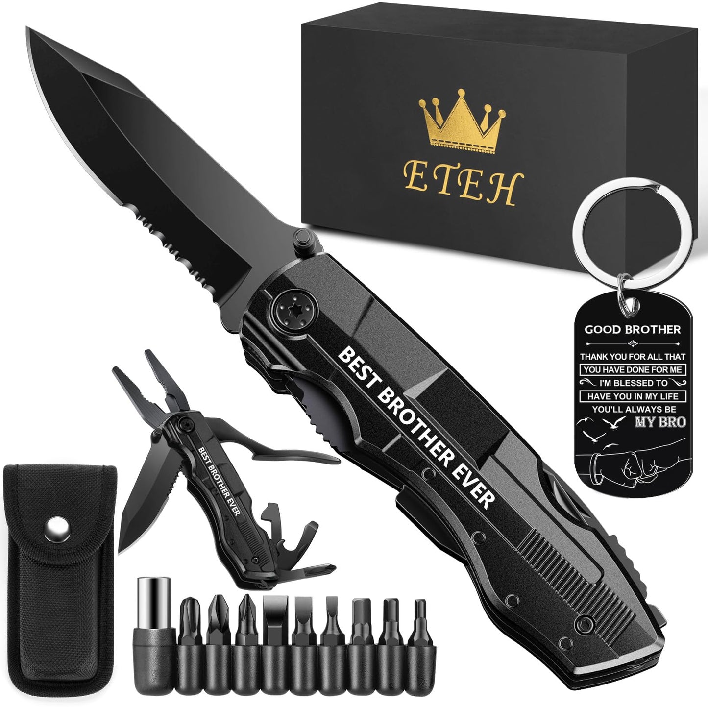 Gifts for Brother from Sister Friends,Birthday Christmas Brother Gifts,Multitool Knife "BEST BROTHER EVER",Multi tool for Climbing,Camping,Cycling,Hiking