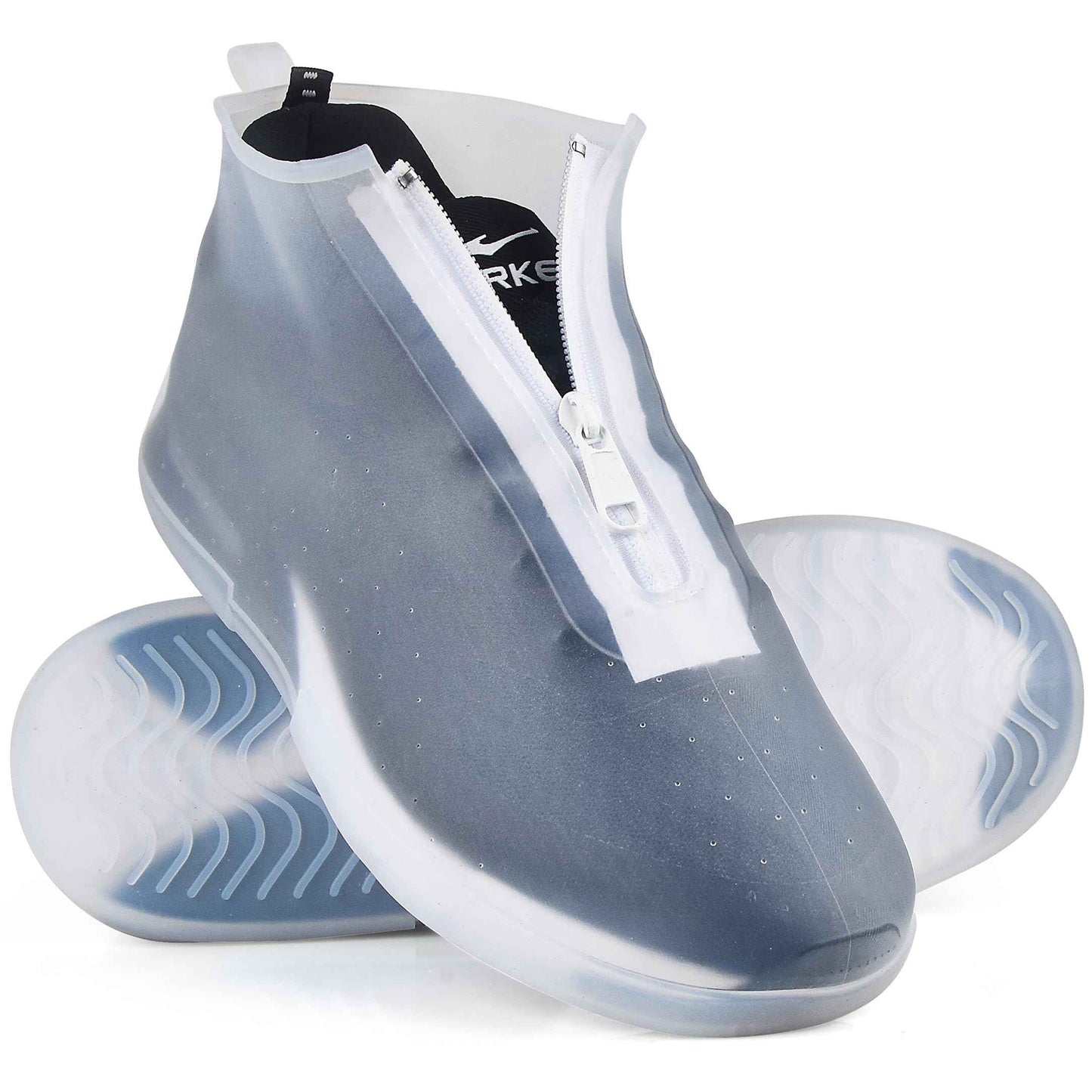 Waterproof Shoe Covers Slip-Resistant Overshoes Newly Upgraded and Latest Model for Men Women, Reusable Rain Boots for Outdoor, Cycling, Hiking, Work (Transparent, L (Women 8-10.5, Men 7-10))