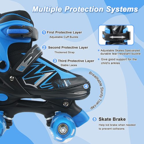 Boys Kids Roller Skates for Children Beginner Toddlers, 4 Sizes Adjustable Roller Skates with Light up Wheels, Patines para niñas patins à roulettes Enfants Garçons