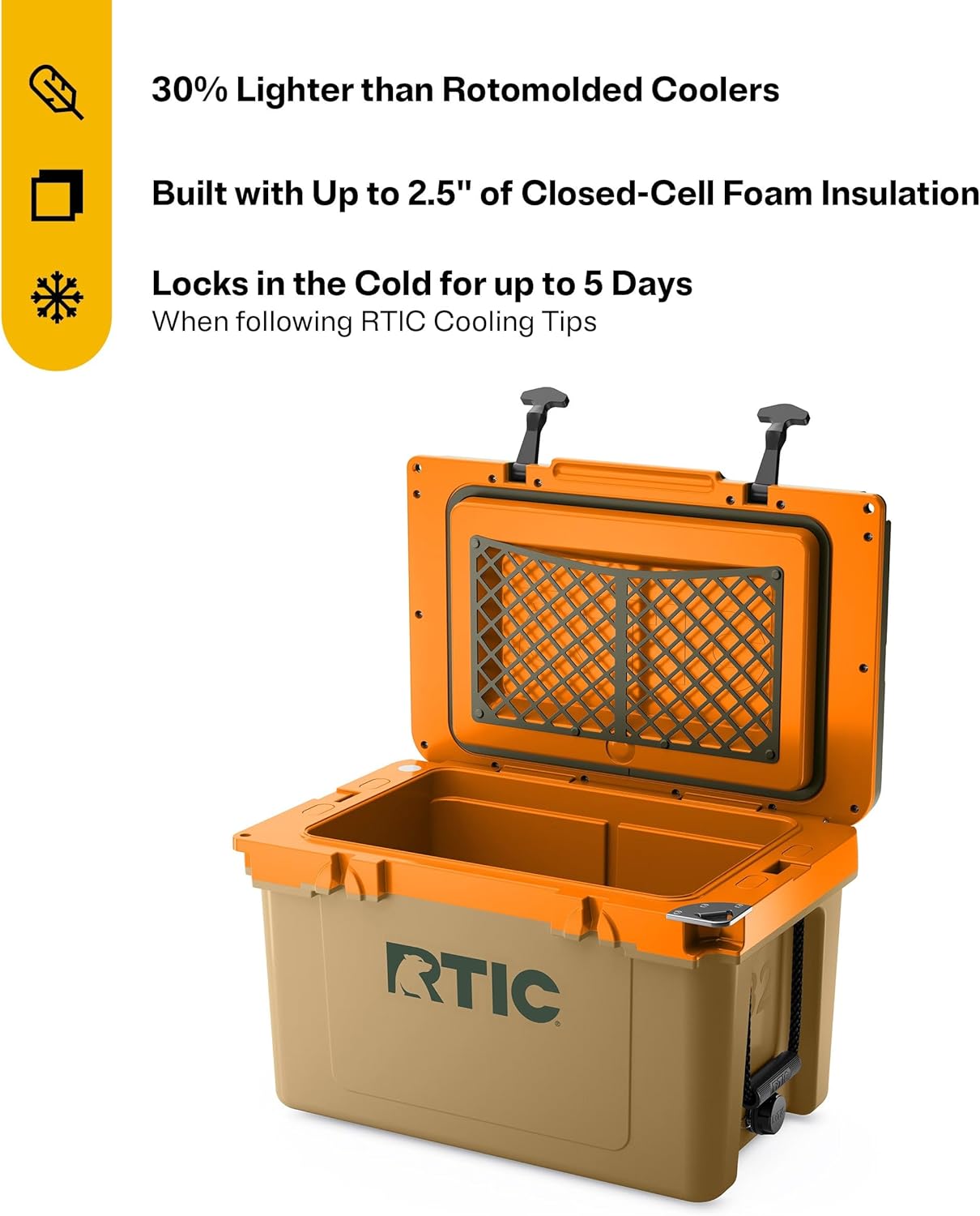 RTIC Ultra-Light 32 Quart Cooler - Insulated Portable Ice Chest for Camping, Beach & Fishing