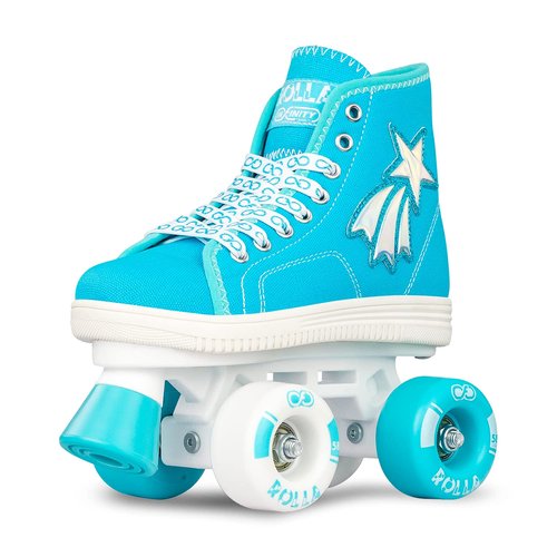 Crazy Skates Rolla Roller Skates for Boys and Girls - Sneaker-Style Kids Quad Skates Teal (Size: Kids j13)