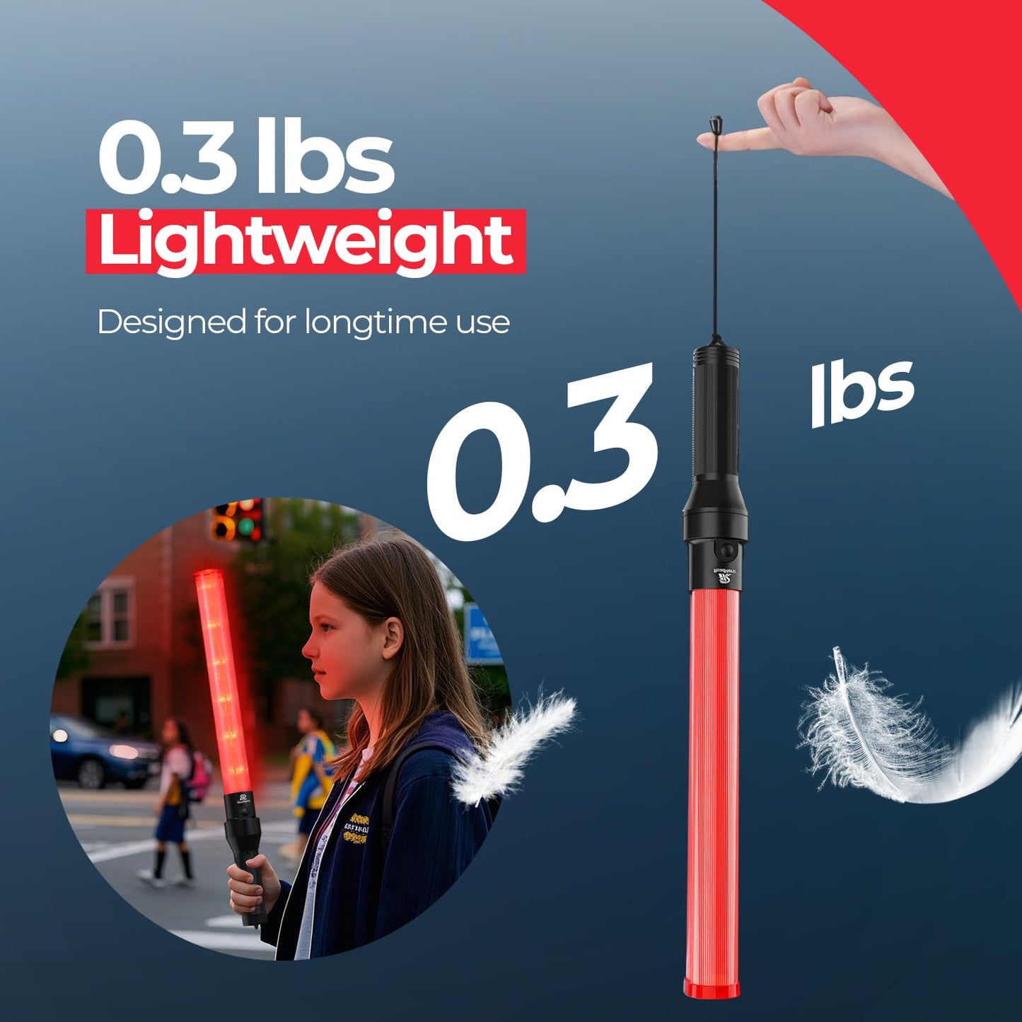 Traffic Wand 21 Inch, 2 Pack Air Traffic Control Lights with 2 Flashing Modes, Red Safety Signal Wands for Traffic Control, Airport, Parking, Car Directing