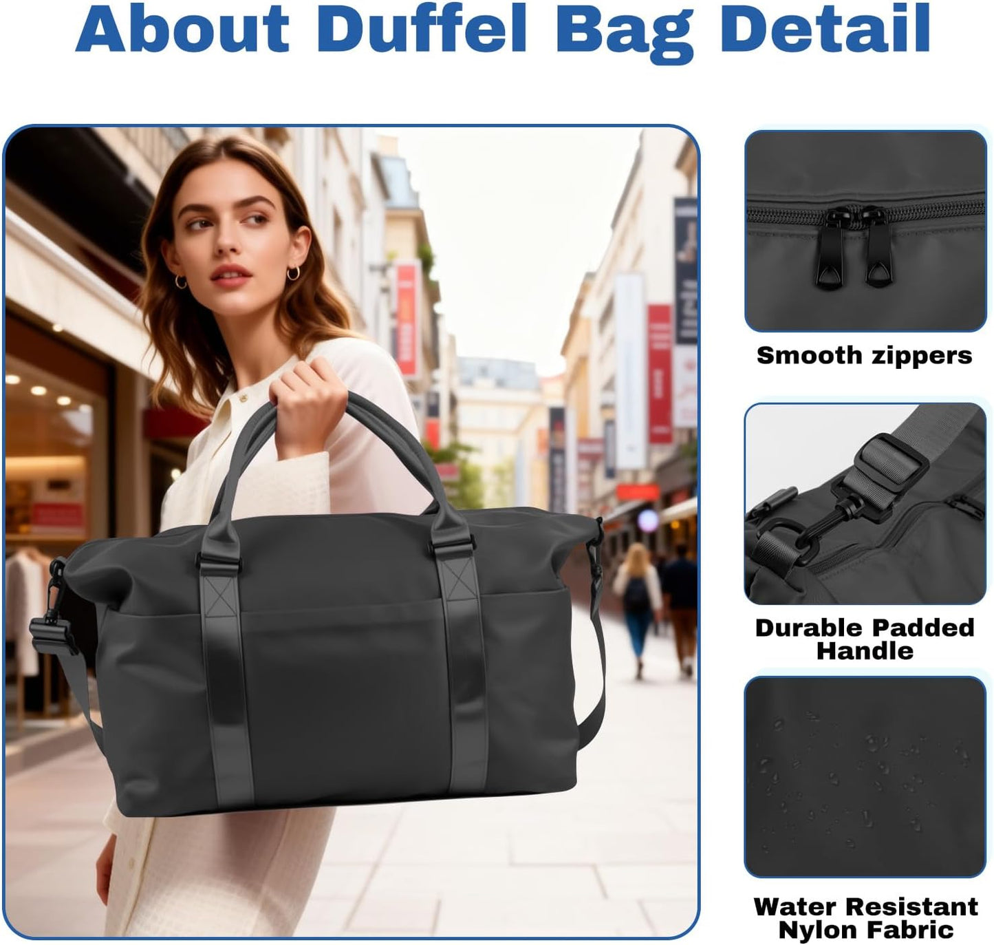 Skiennix Weekender Duffel Bag for Women - Large Travel Tote with Trolley Sleeve | Perfect for Gym & Overnight Trips