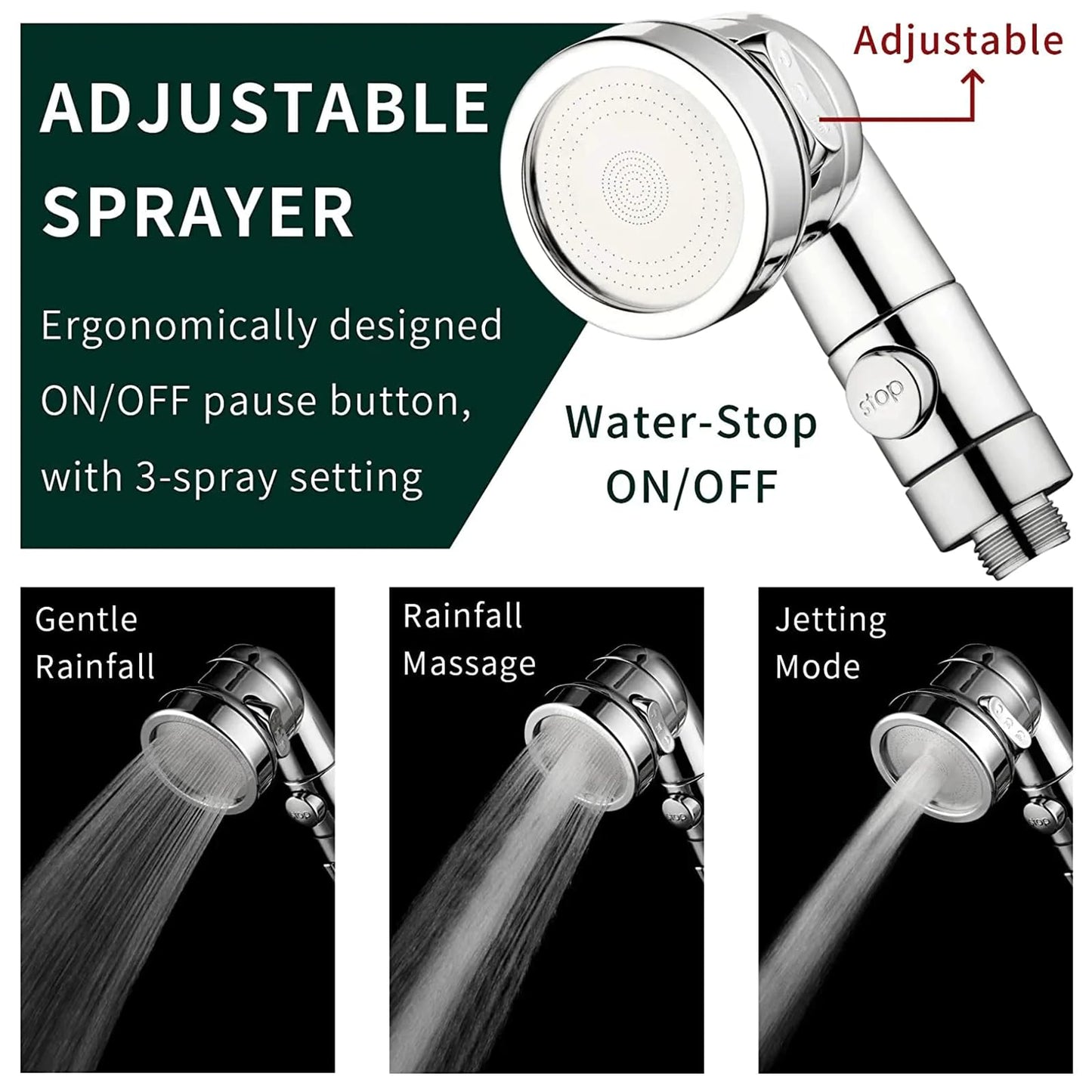 Sink Faucet Sprayer Attachment - Salon Shampoo Bowl Spray Head, Pedicure Chair Shower Head With Stop Water-saving Function, Adjustable Handheld Sprayer for Salon & Spa Chairs
