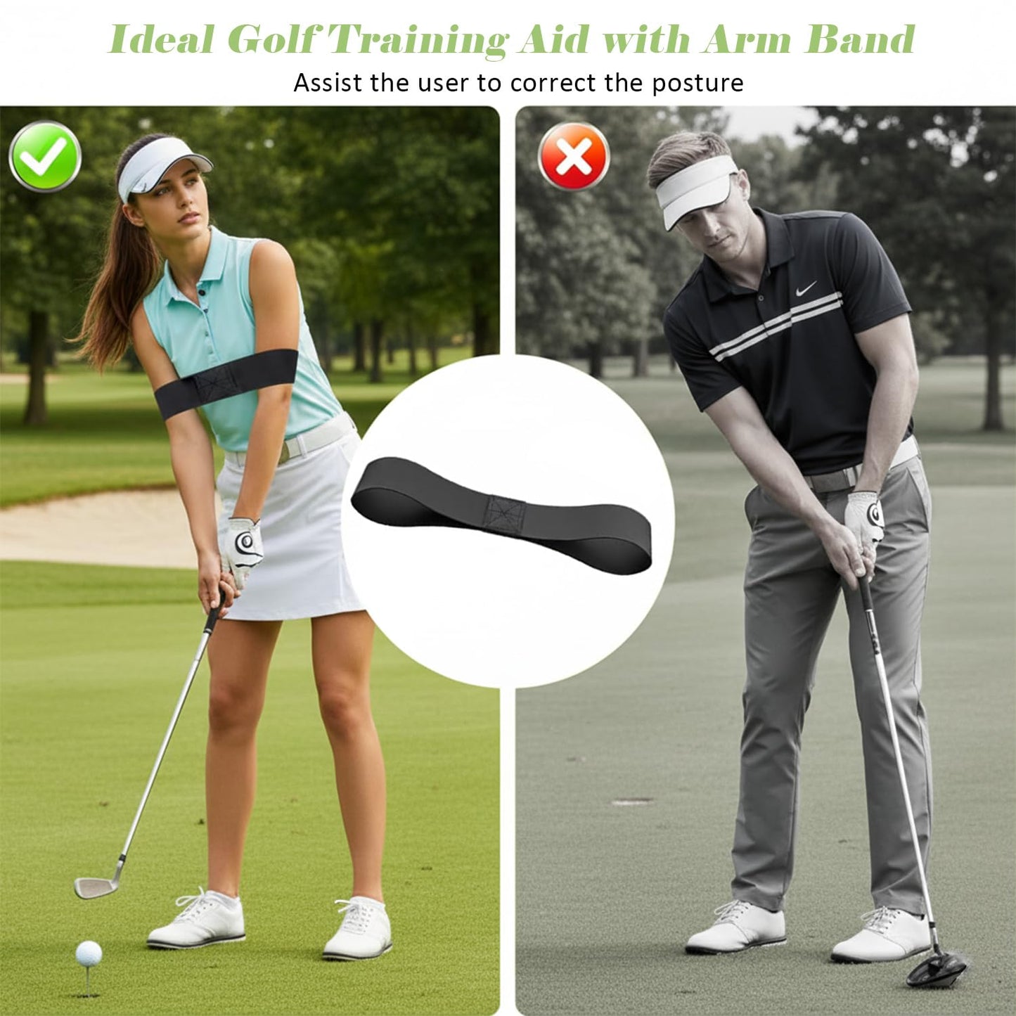 WONXISEN Golf Swing Training Aid - Retractable Grip Trainer with Click Feedback Portable & Right Handed Perfect for Beginners Indoor/Outdoor Use Golf Sure Stance Beginner