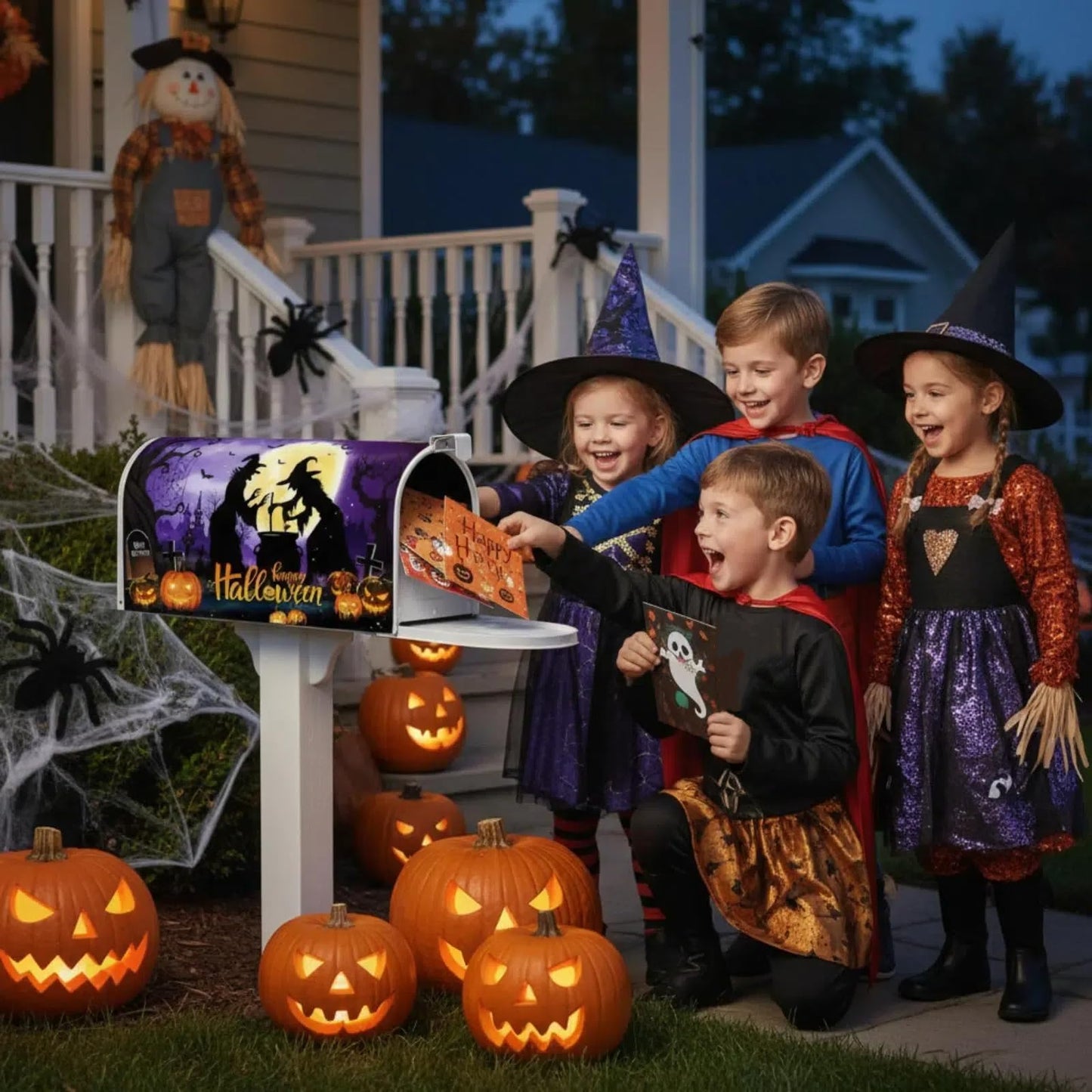 Teenyyou Halloween Mailbox Covers Magnetic Standard Size 21"x18" Fall Pumpkins Mailbox Cover Wraps Witch Ghost Black Cat Letter Post Box Cover for All Saint's Day Decor(Witch)