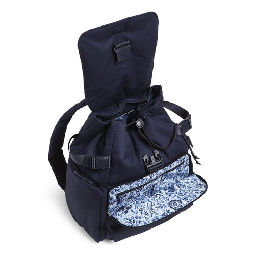 Vera Bradley Women's Cotton Utility Backpack, Classic Navy - Recycled Cotton, One Size
