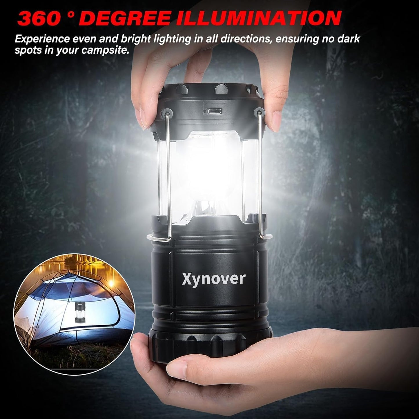Skiennix 4-Pack Solar Camping Lanterns - Rechargeable LED with USB & Magnetic Base | Waterproof & Collapsible for Emergencies