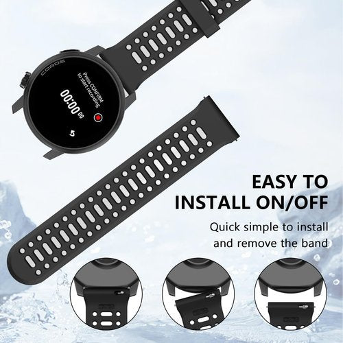 XIDESSEN 2 Pack Silicone Bands Compatible With COROS Pace 3/4,COROS Apex 2 PRO/Pace Pro/Apex PRO/Apex 4 42mm,Sports Beathable Silicone Replacement Watch Strap for Men Women