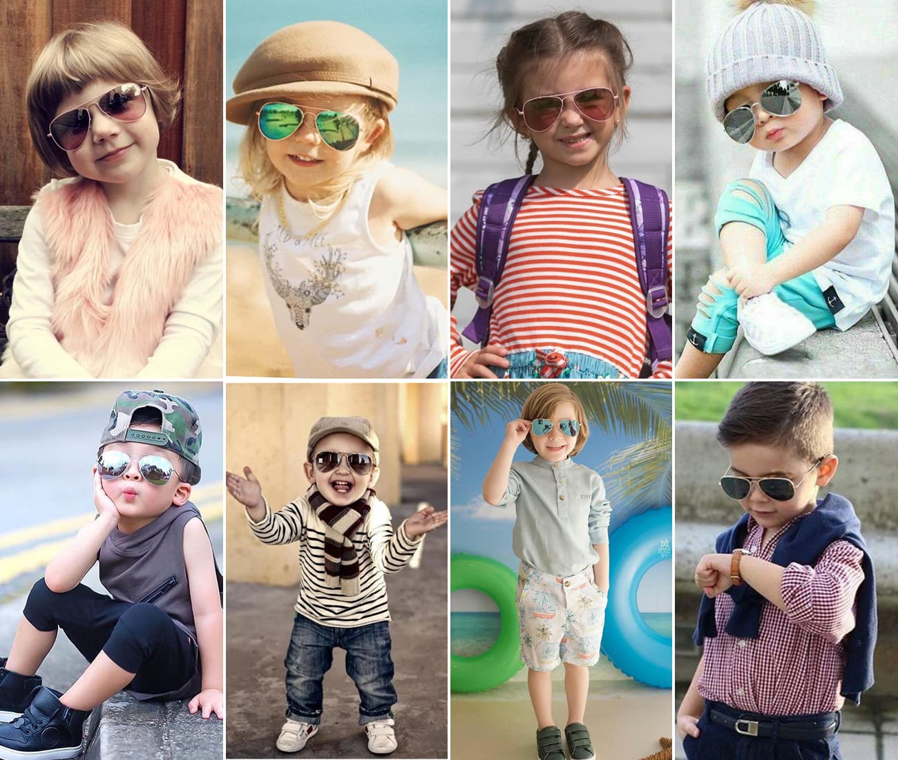 Kids Small Polarized Aviator Sunglasses for Girls and Boys Age 4-16 (Black/Grey + Silver/Grey)