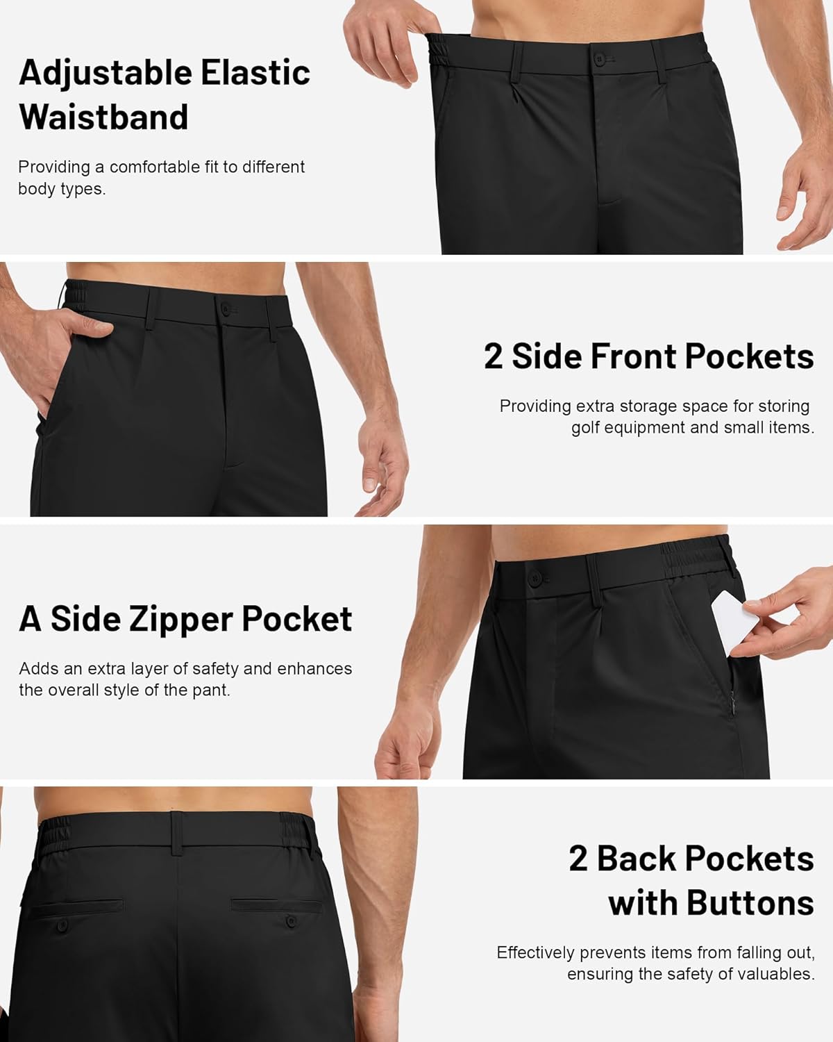 Skiennix Men's Golf Pants - Stretchy Casual Dress Slacks with 5 Pockets | Lightweight & Comfortable