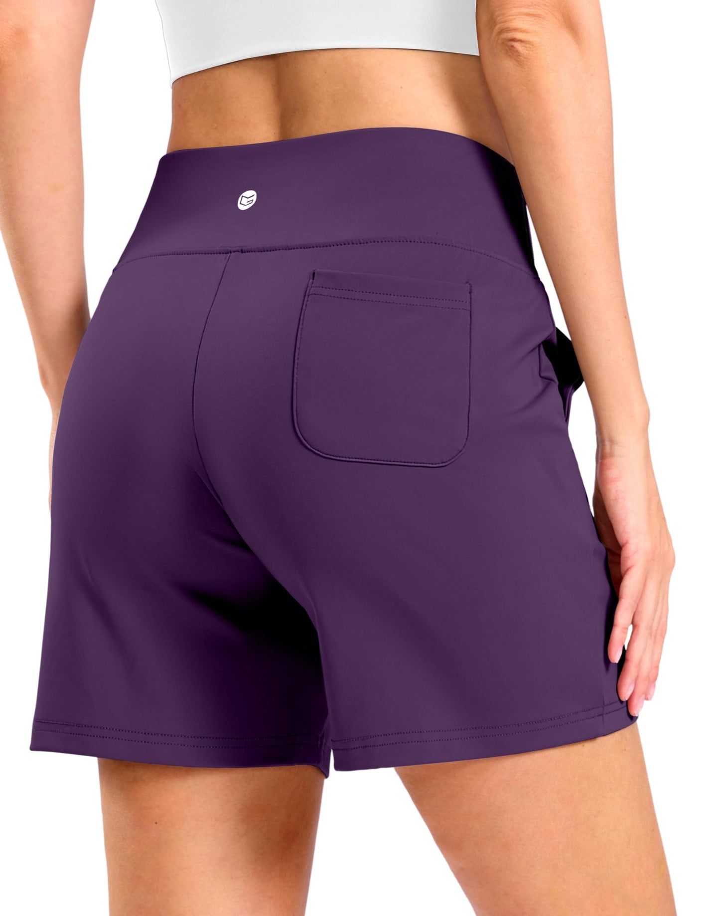 G Gradual Women's 9"/7"/5" Bermuda Athletic Long Shorts with 2 Pockets(Purple-L7,3XL)