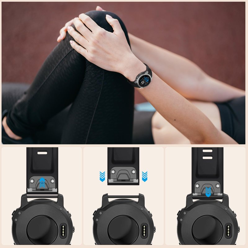 RosMank 20mm Quickfit Watch Band Compatible with Garmin Fenix 8 AMOLED 43mm/7S Pro/7S/6S Pro/6S/5S/5S Plus, Silicone Replacement Strap for Approach S70 42mm/Instinct 2S/Descent Mk3s (Black)