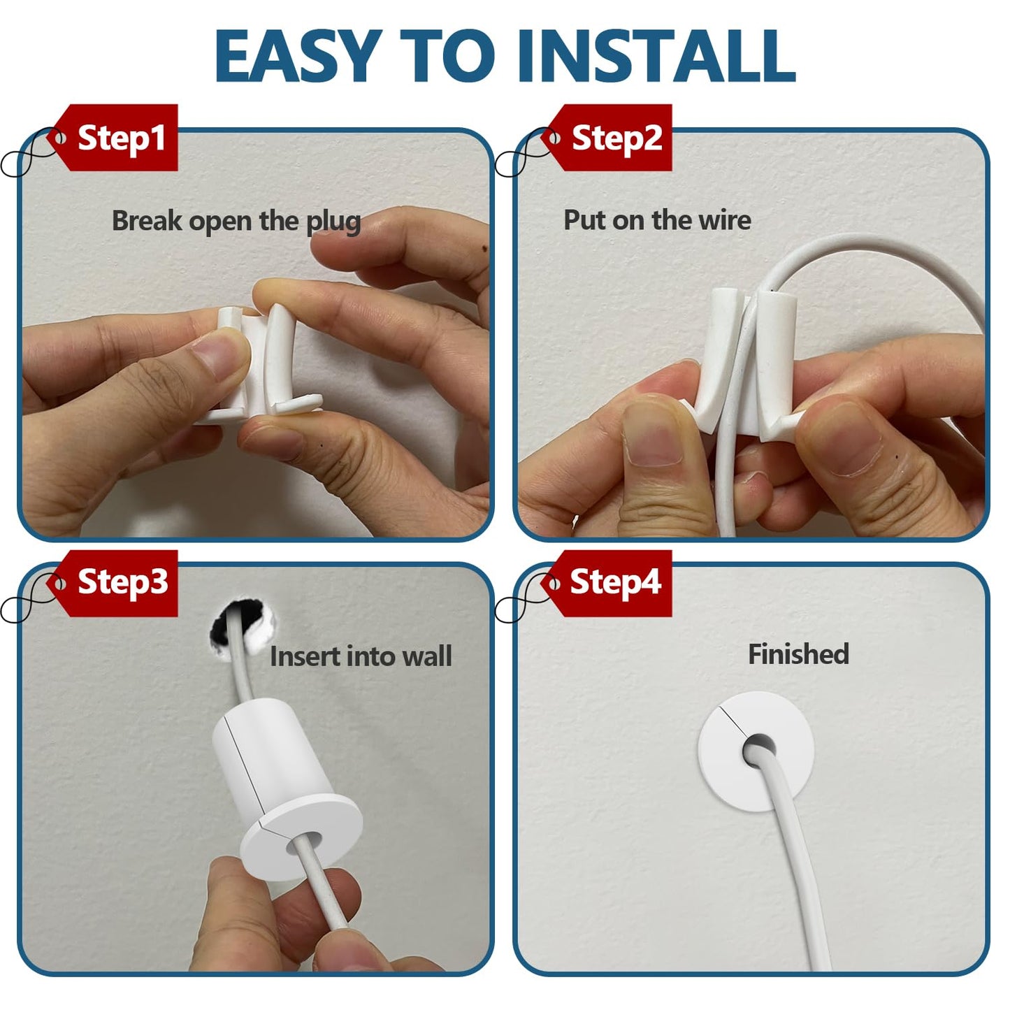 4PCS White 3/4inch starlink Wall Cable Pass Through Bushing Grommets Accessories (4PCS White Starlink Grommets)