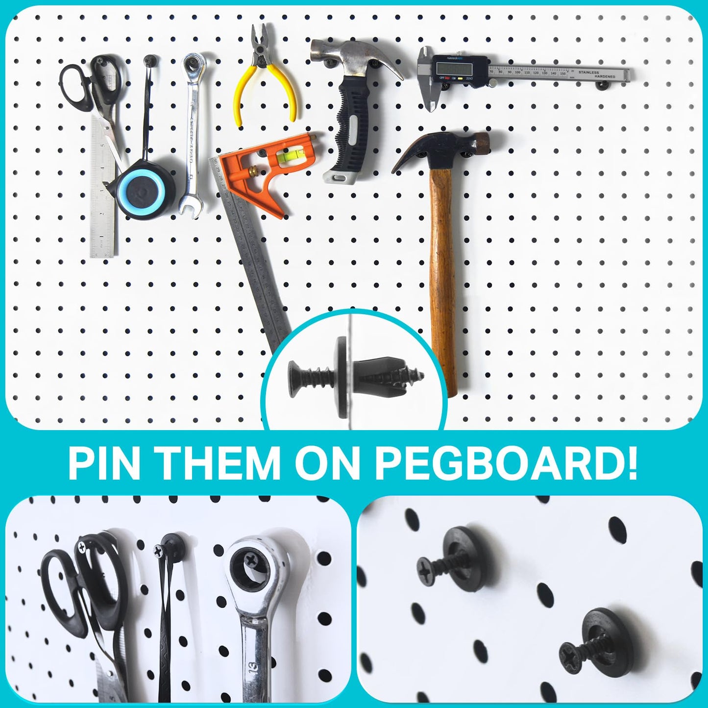 G.CORE Pegboard Peg Hooks Accessories - 40 Set Pegs with Inserts and Screw Fit 1/4 Pegboards Multi-Functional for Hanging and Mounting - Utility Tool Hanger Organizers (Large Size)