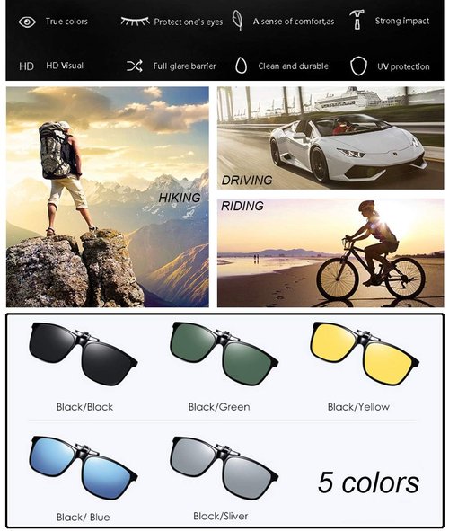 FF FRAZALA Polarized Clip-on Night Vision Glasses Anti-Glare UV Protection Driving Nighttime Driving Glasses Over Prescription Glasses (Yellow for Night Driving)
